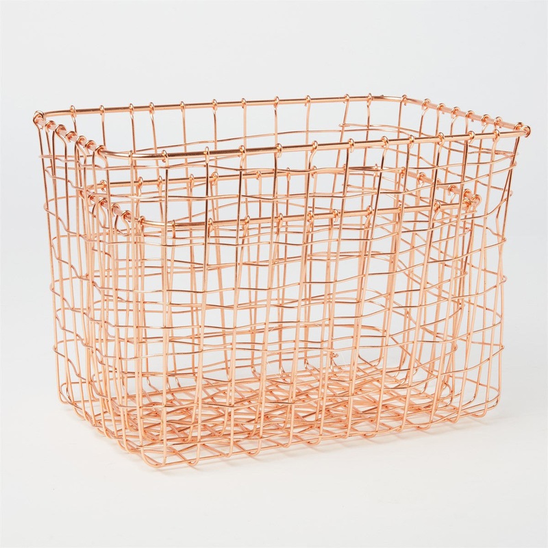 RJB Stone Wire Mesh Rectangular Basket Copper
