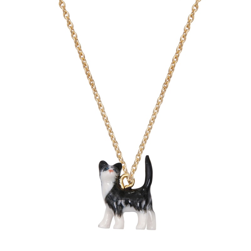 A Mini Penny Miniature Tux Cat Gold Necklace