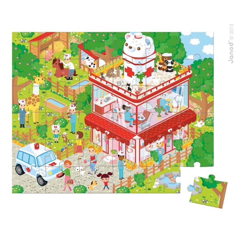 Janod Hat Boxed Animals Hospital 36 pcs