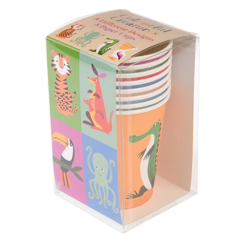 Rex Set of 8 Paper Cup Colourful Creatures
