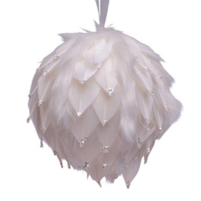 Ball Feather with Fur Glittered