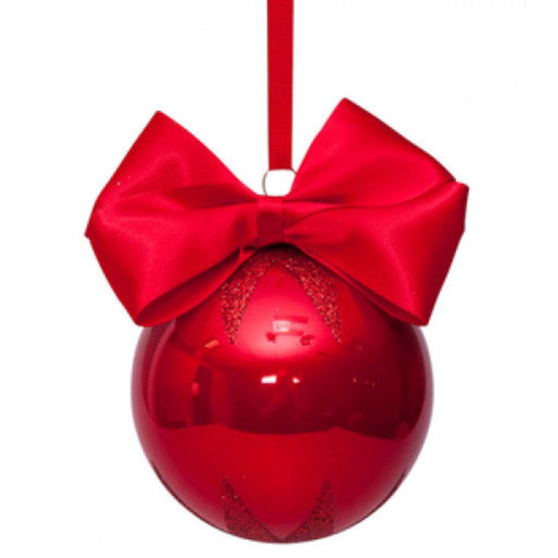 Ball Red with Bow and Glitter Star