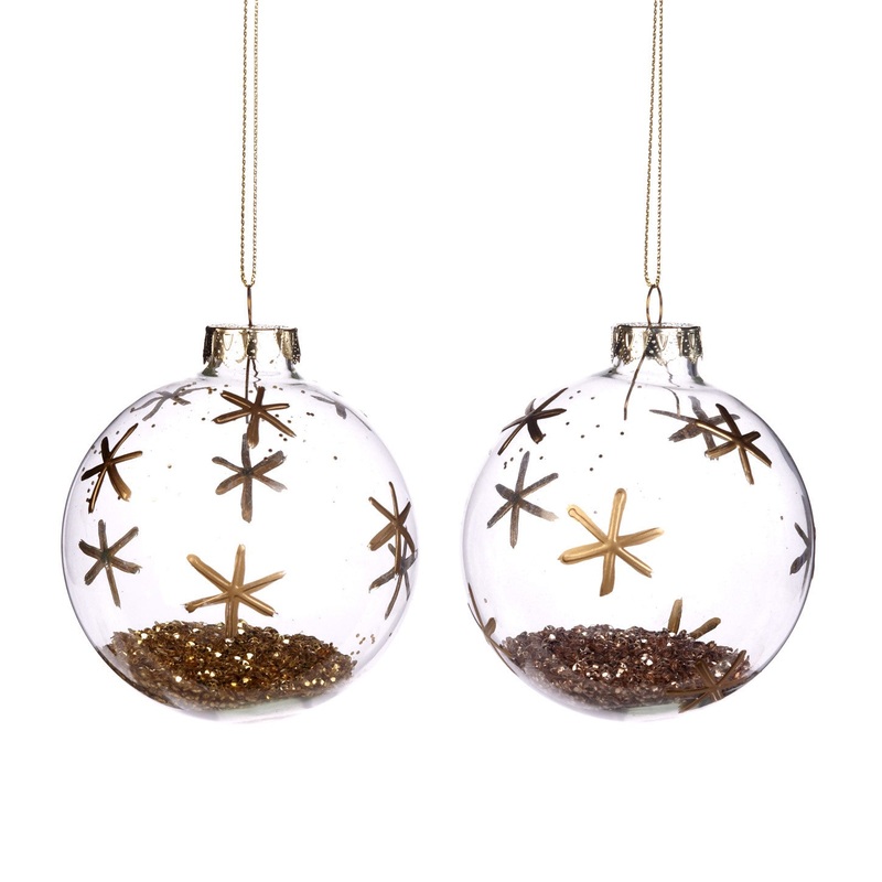 Glass Seq Filled Star Clear / Gold