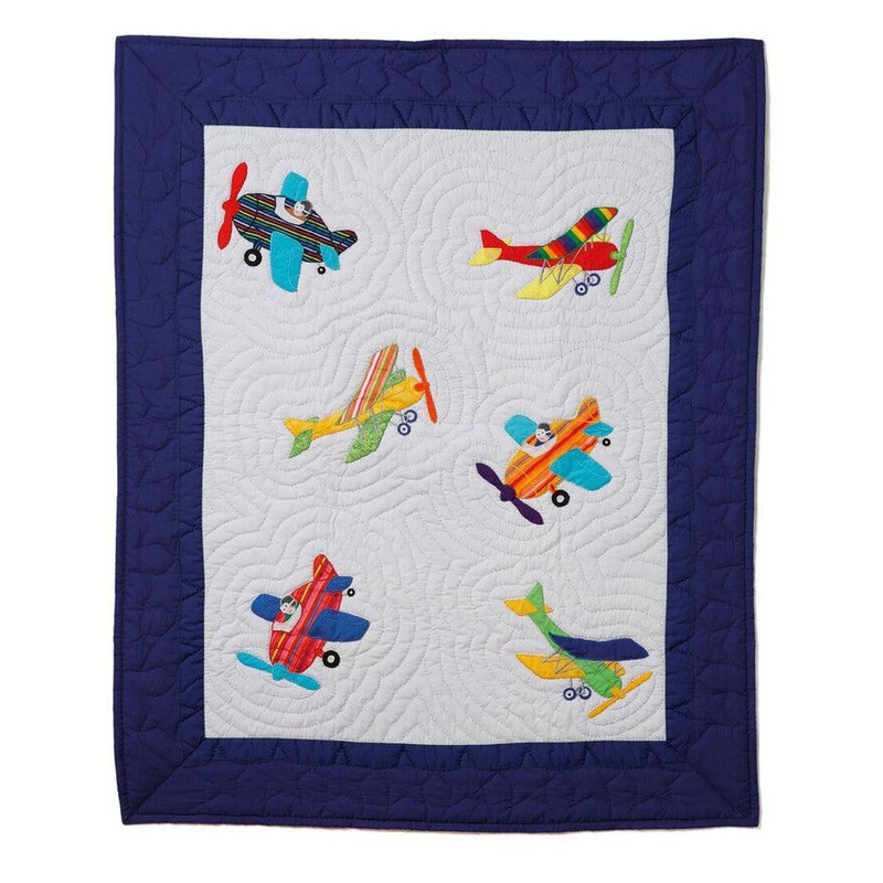 Oskar and Ellen Cot Quilt Airplane