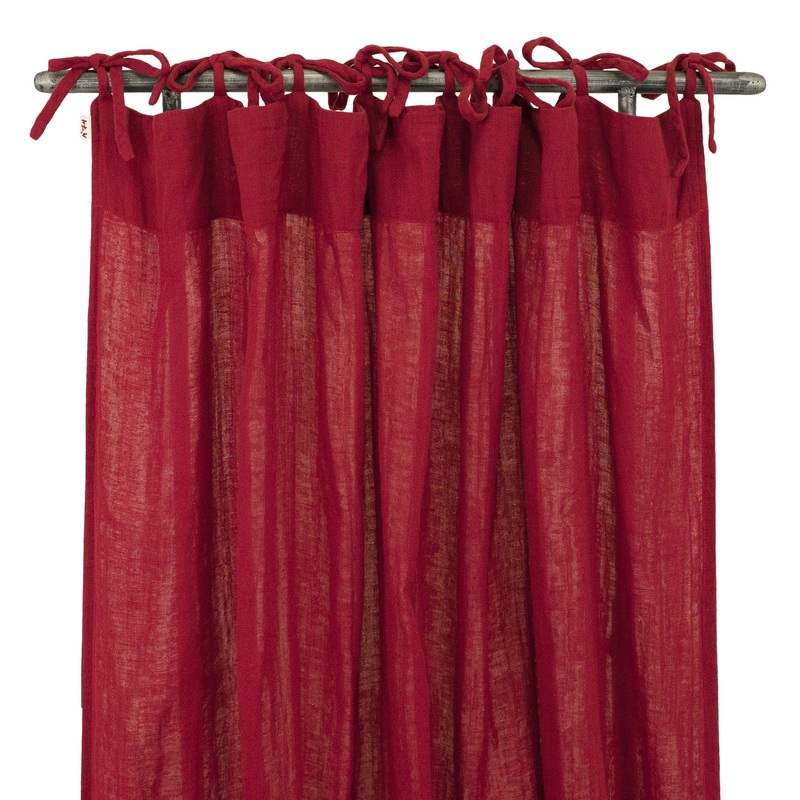 Numero 74 Flat Curtain Plain Ruby Red