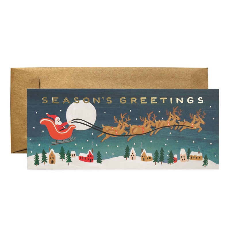 Rifle Paper Co Santa's Sleigh Card