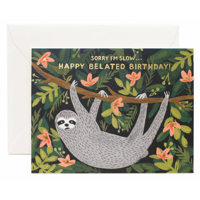 Rifle Paper Co Sloth Belated Birthday Card