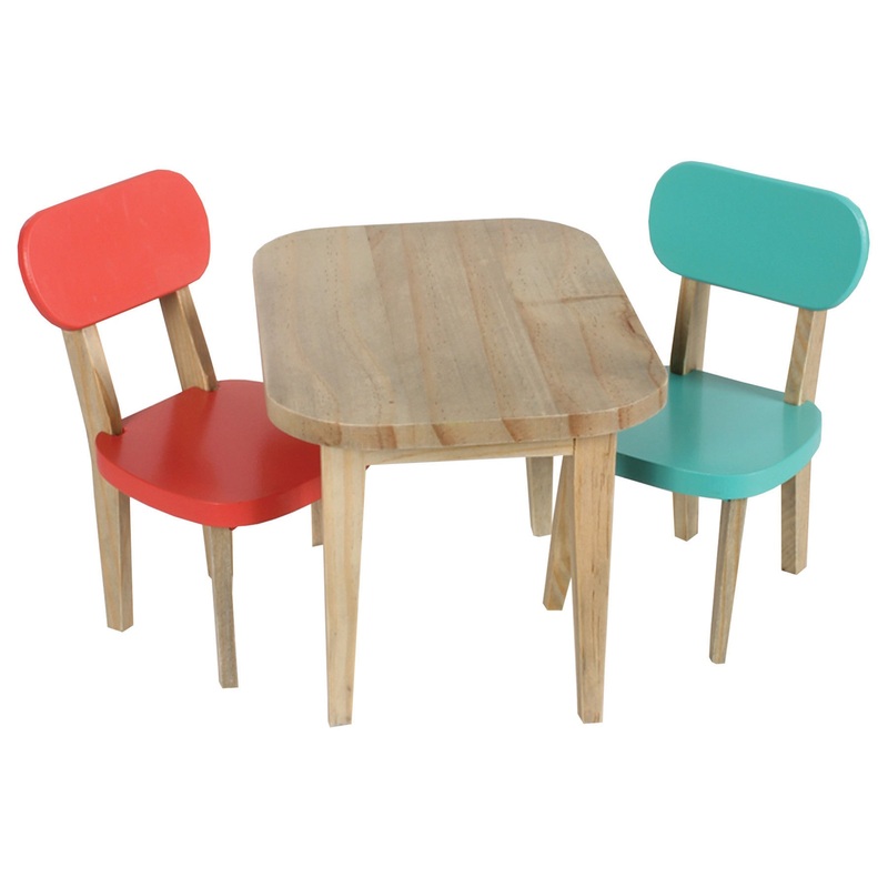 Maileg Turquoise and Coral Wooden Table and Chairs