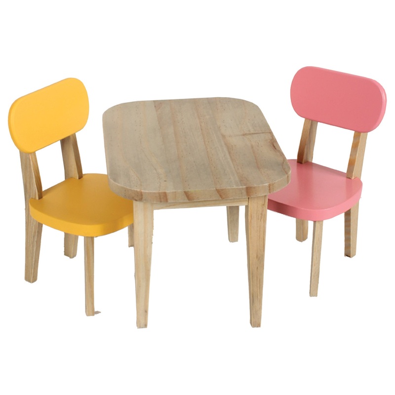 Maileg Yellow and Pink Wooden Table and Chairs
