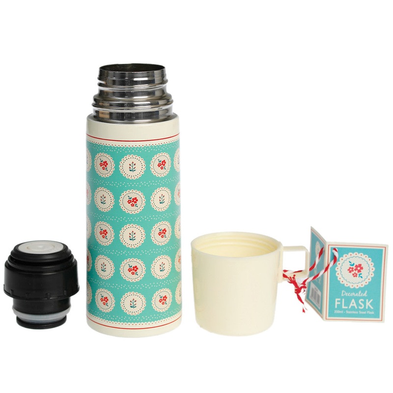 Rex Blue Vintage Doily Flask and Cup