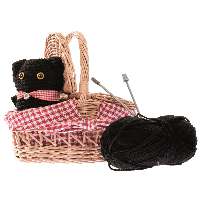 Egmont Knitting Kit Cat in a Wicker Basket