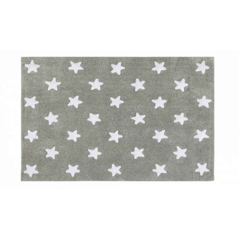 Lorena Canals Grey Stars White Washable Cotton Rug