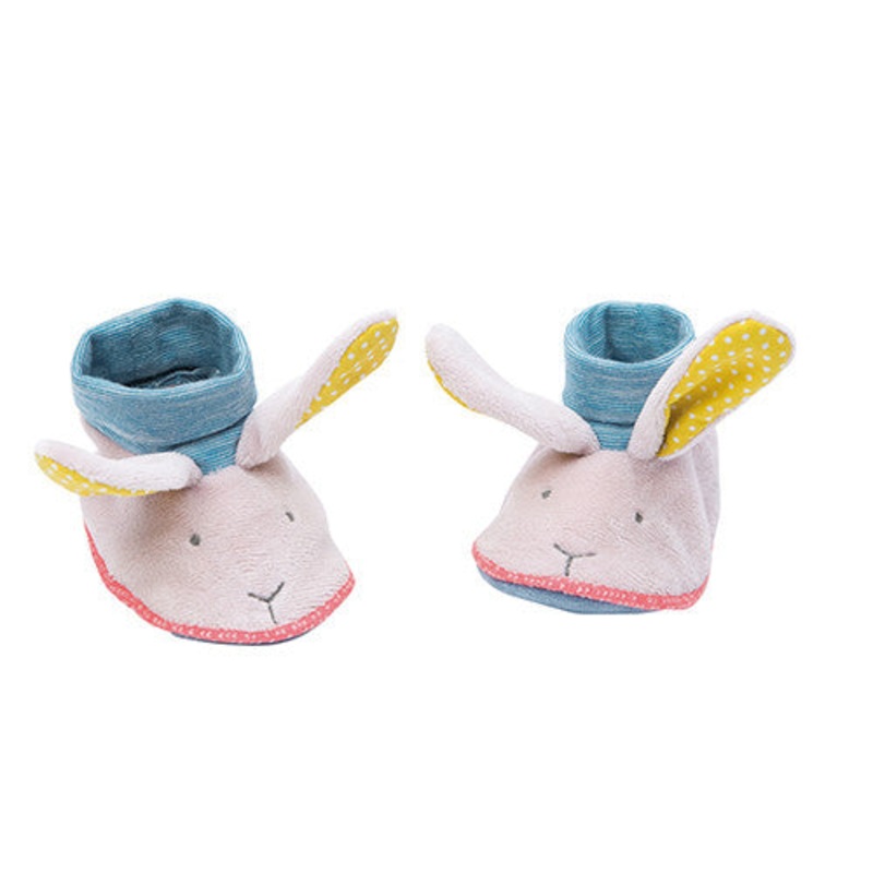Moulin Roty Mille & Rib Rabbit Baby Slippers