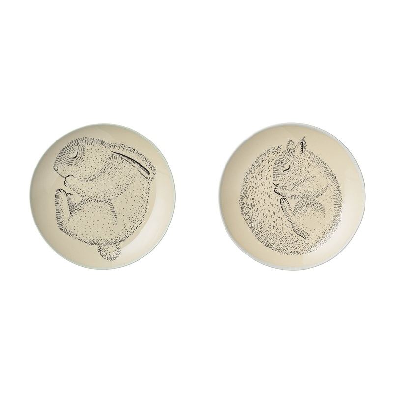 Bloomingville Adelynn Squirrel and Rabbit Ceramic Plates