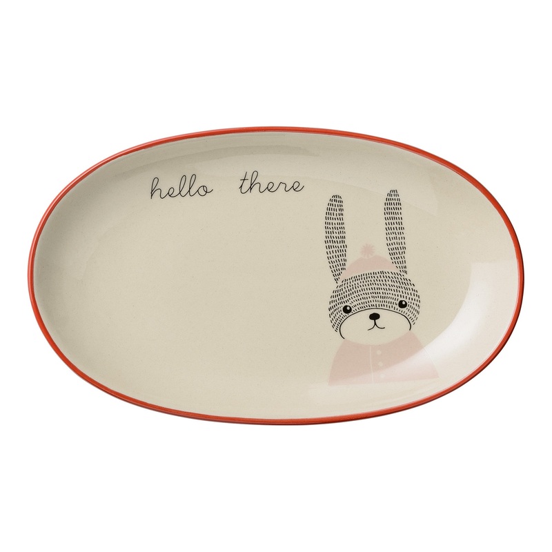 Bloomingville Mollie Rabbit Offwhite and Nude Ceramic Oval Plate