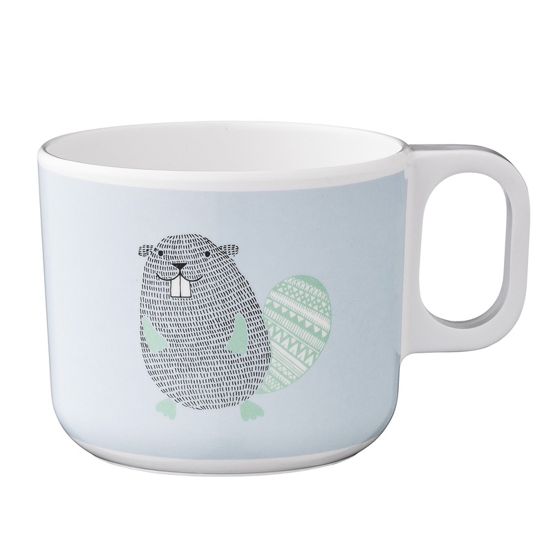 Bloomingville Noah Blue and White Beaver Melamine Cup