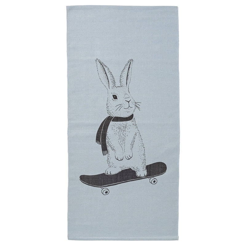 Bloomingville Rabbit on Skate Board Sky Blue Rug