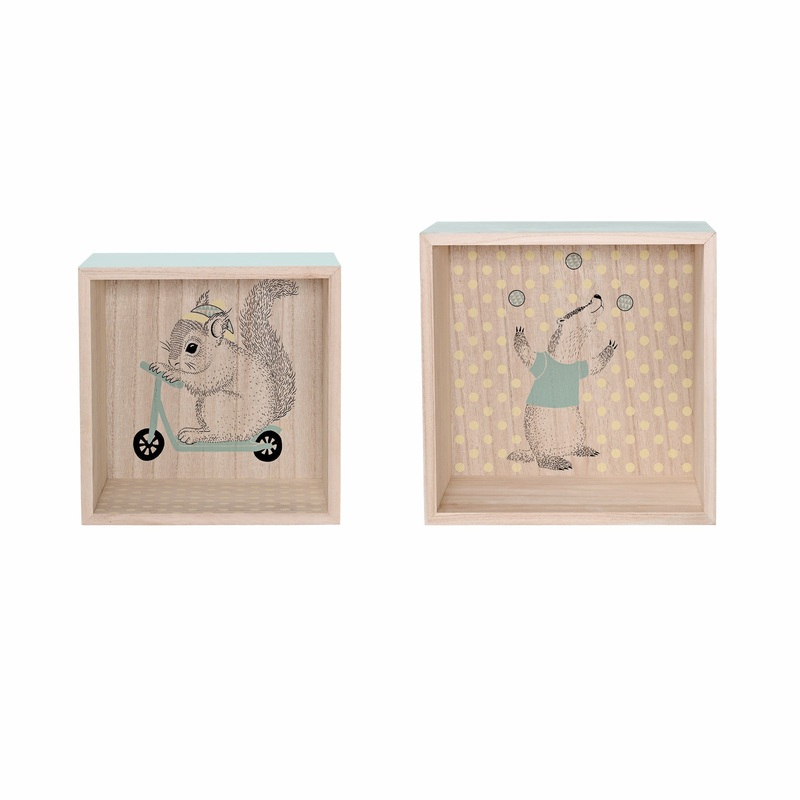 Bloomingville Set of 2 Mint with Print Inside Display Boxes