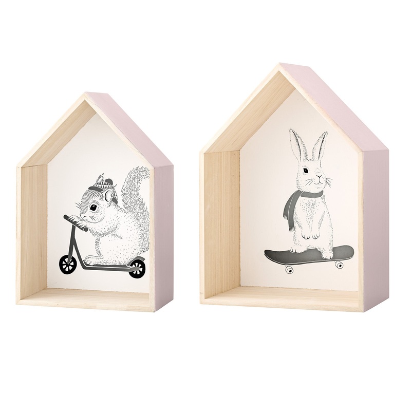 Bloomingville Set of 2 Natural and Nude with Print Display Houses