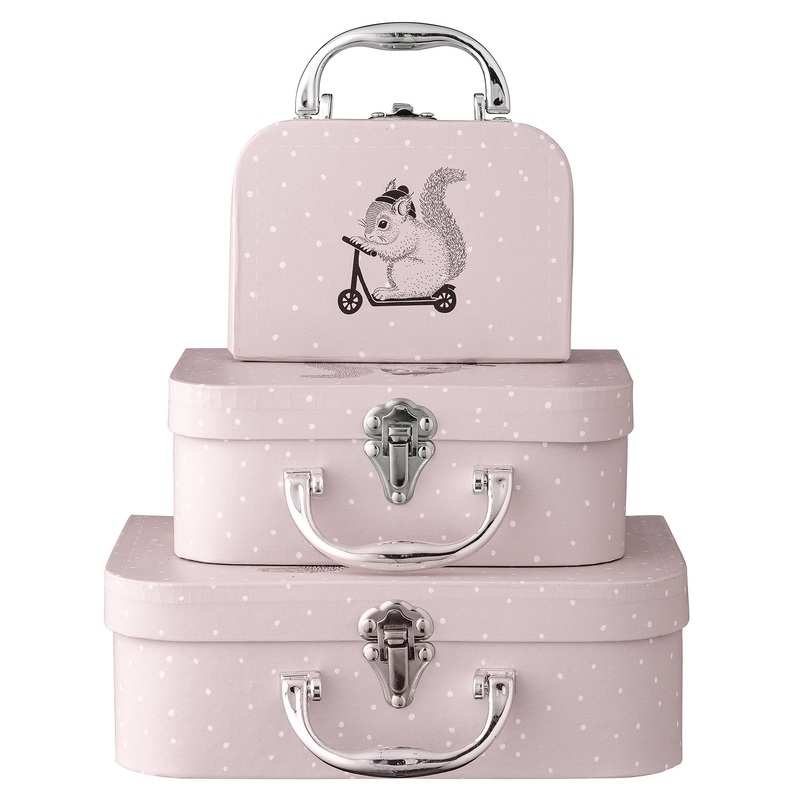 Bloomingville Set of 3 Blush Toy Suitcases
