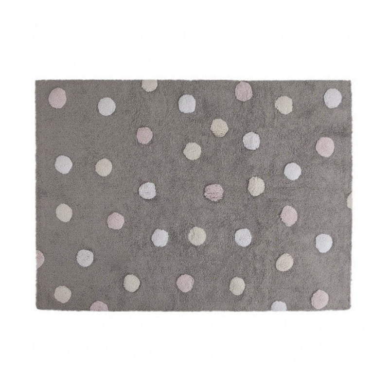 Lorena Canals Topos Tricolor Grey Pink Washable Cotton Rug