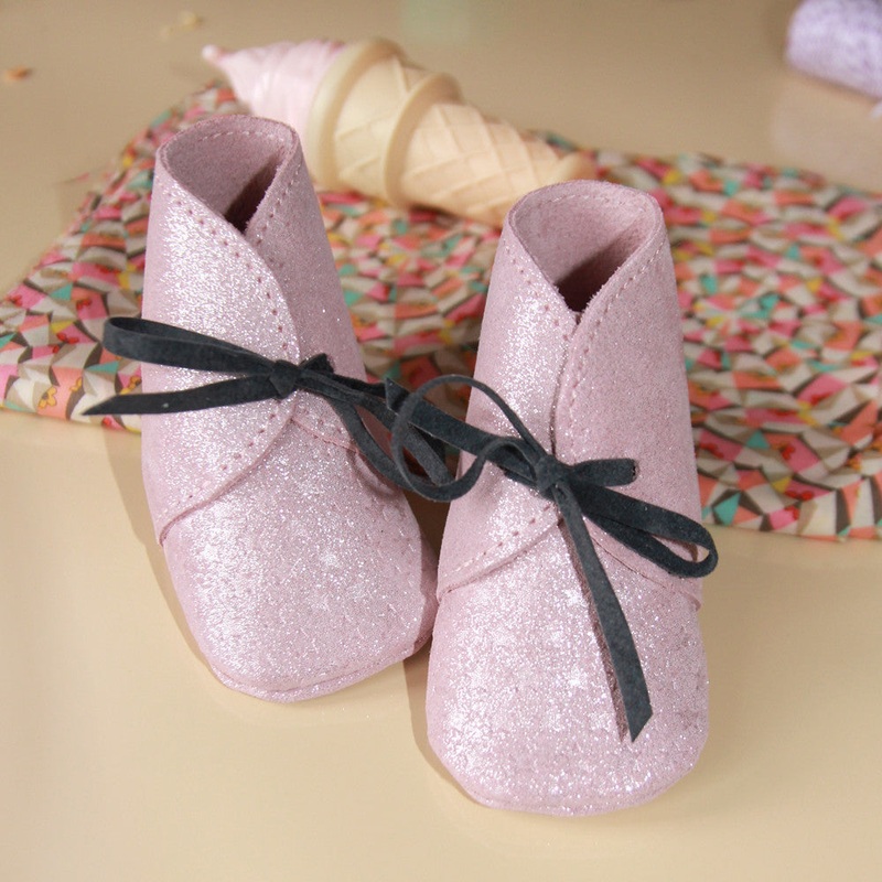 Barnabe Infant Leather Bootees - Rose Pale