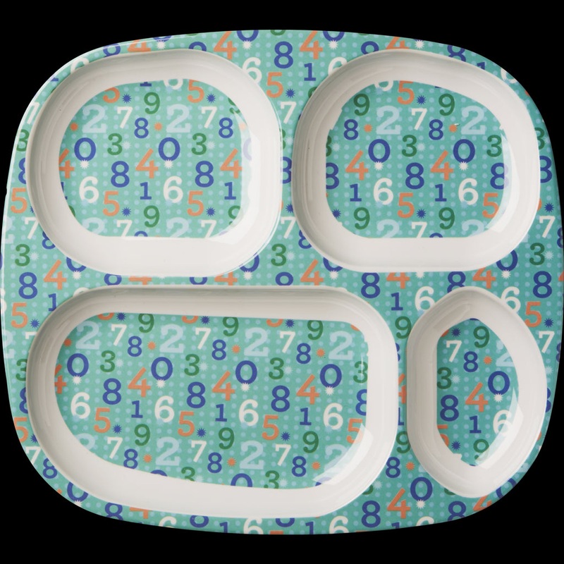 Rice DK Number Print 4-Room Plate - Green