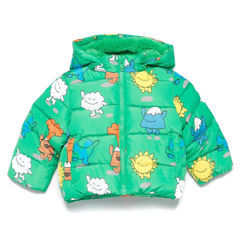 Stella McCartney Kids Earth Characters All-Over Print Puffer Jacket