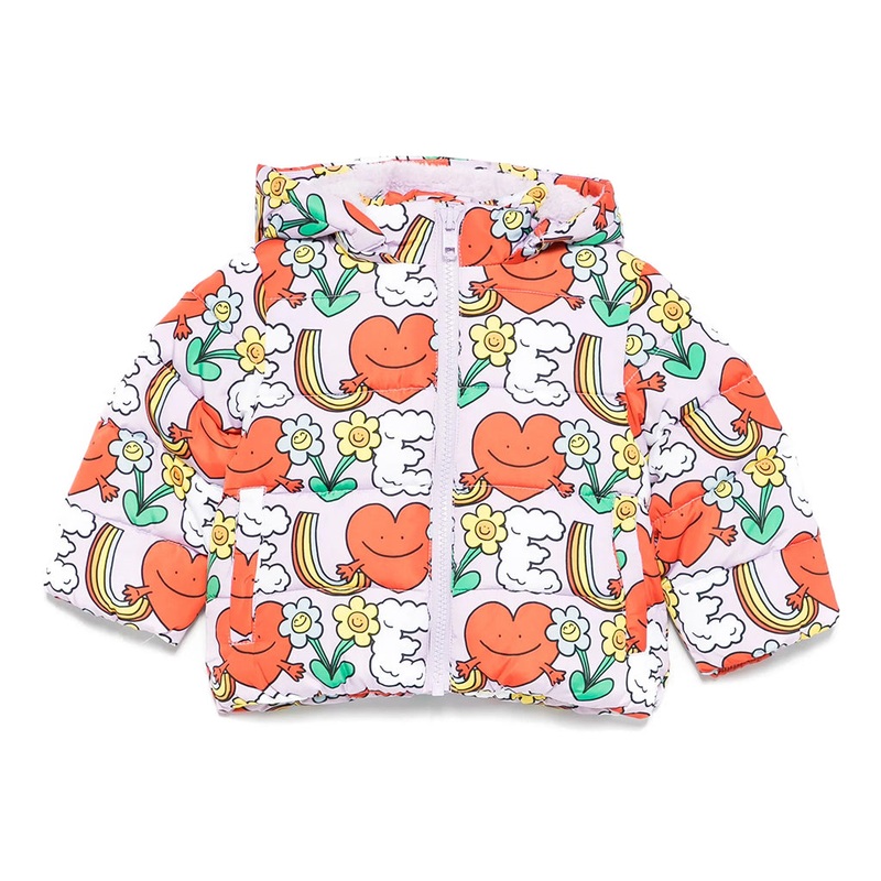 Stella McCartney Kids Rainbow Love All-Over Print Puffer Jacket