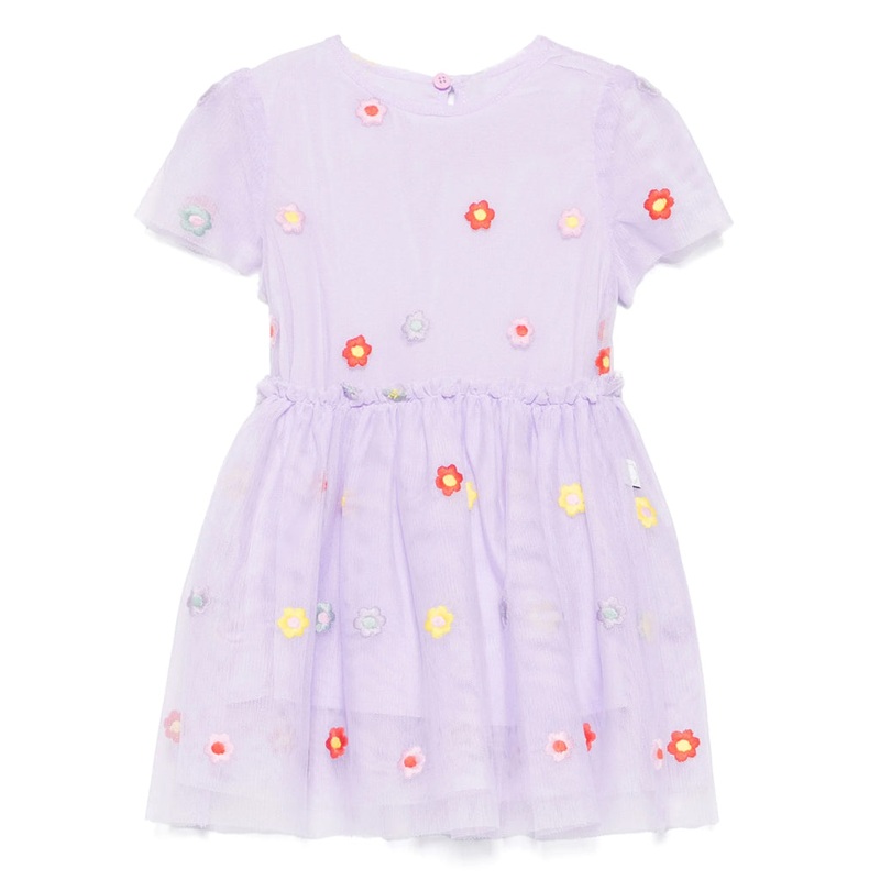 Stella McCartney Kids Tulle Flowers Embroidered Dress