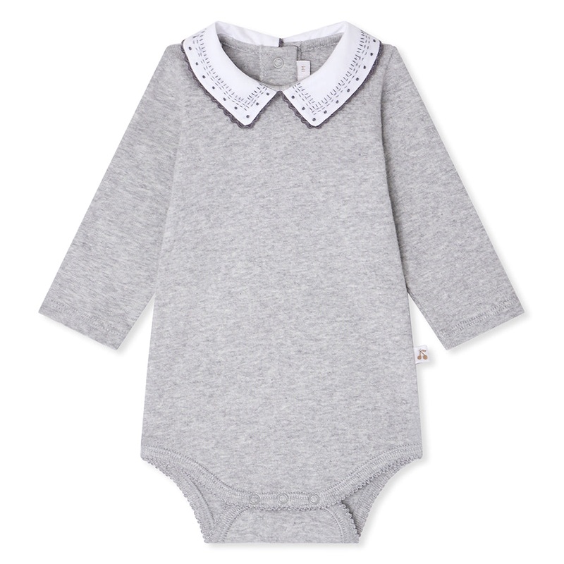 Bonpoint Septembre Bodysuit|Grey|1 Months|3 Months|6 Months|12 Months|18 Months