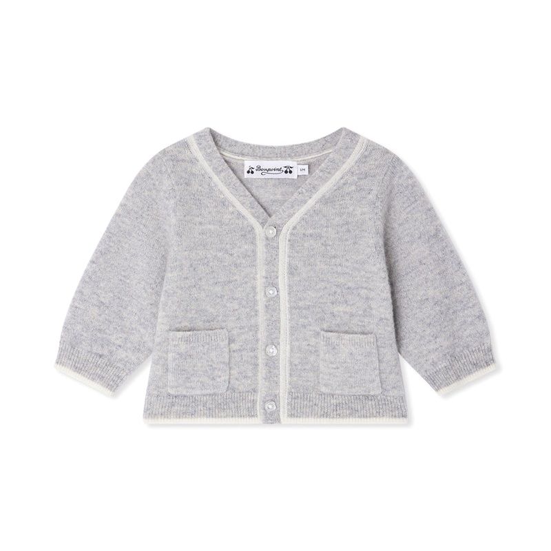 Bonpoint Tahiel Cardigan|Grey|6 Months|12 Months|18 Months|2 Years|3 Years