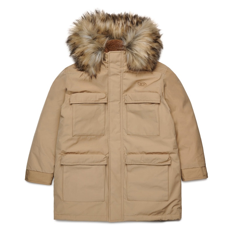 Diesel Kids Faux Fur Collar Parka