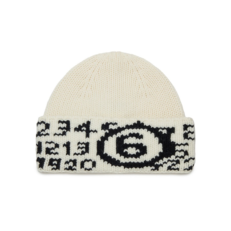 MM6 Kids Logo Beanie|Ivory|Size 1|Size 2