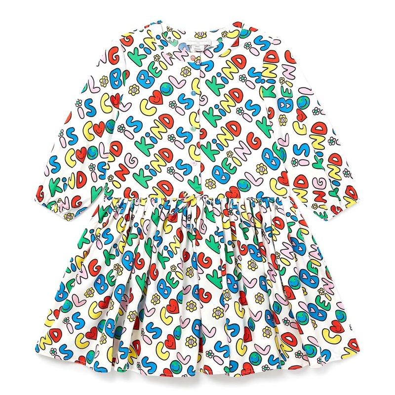 Stella McCartney Kids Being Kind All-Over Print Dress