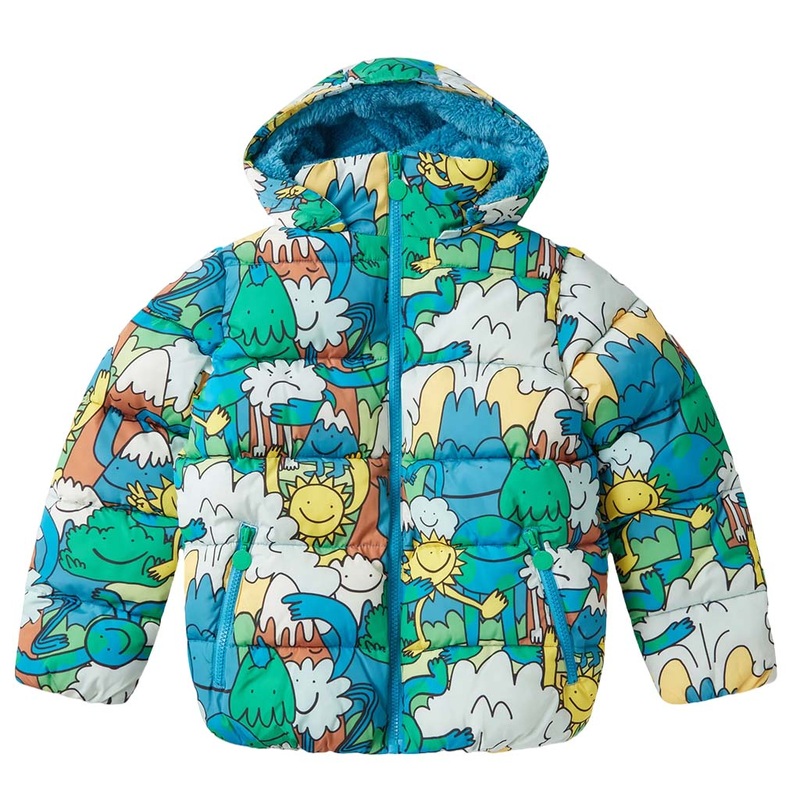 Stella McCartney Kids Earth Gang All-Over Print Puffer Jacket
