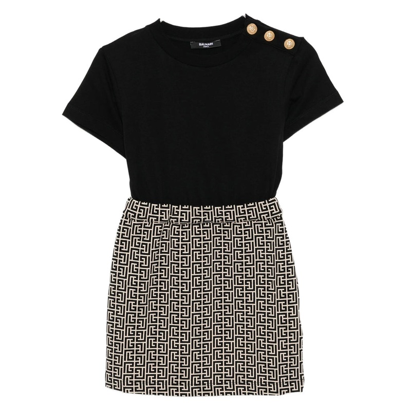 Balmain Kids Jersey Dress|Black|4 Years|6 Years|8 Years|10 Years