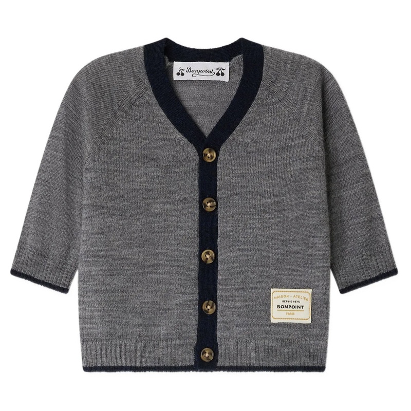 Bonpoint Teotim Cardigan|Grey|12 Months|18 Months|2 Years|3 Years