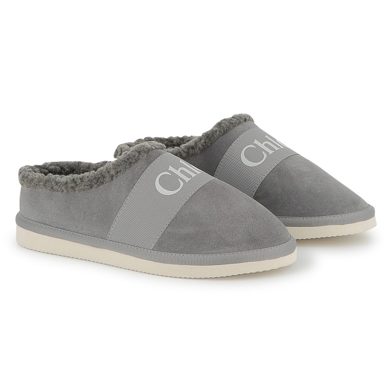 Chlo Kids Logo Slippers|Grey|36 EU|37 EU|38 EU