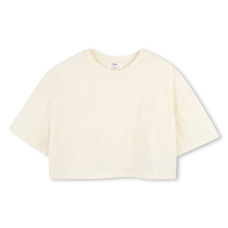 Chlo Kids Short Sleeves Crop Logo T-shirt