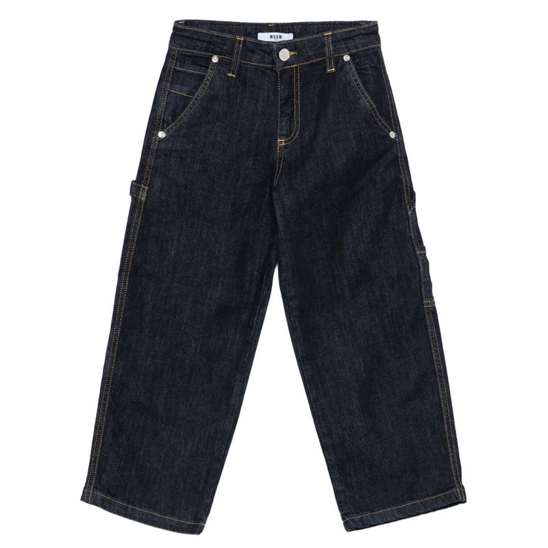MSGM Kids Work Denim|Indigo|4 Years|6 Years|8 Years|10 Years|12 Years|14 Years