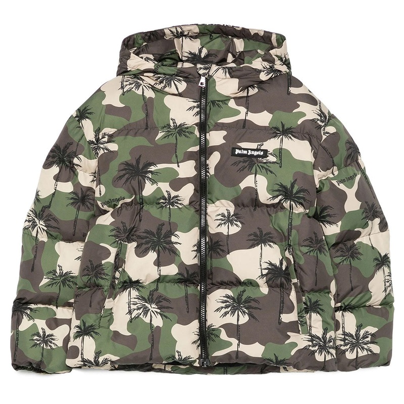Palm Angels Kids Camo Palms Hoodie Puffer Jacke