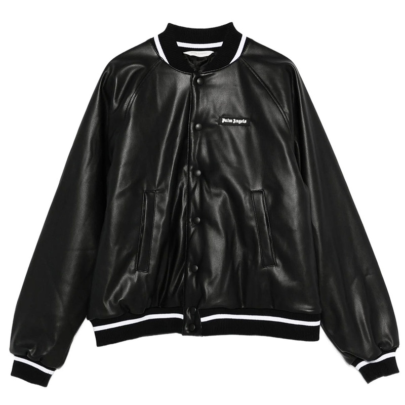 Palm Angels Kids Curved Logo Coated Varsity Jac