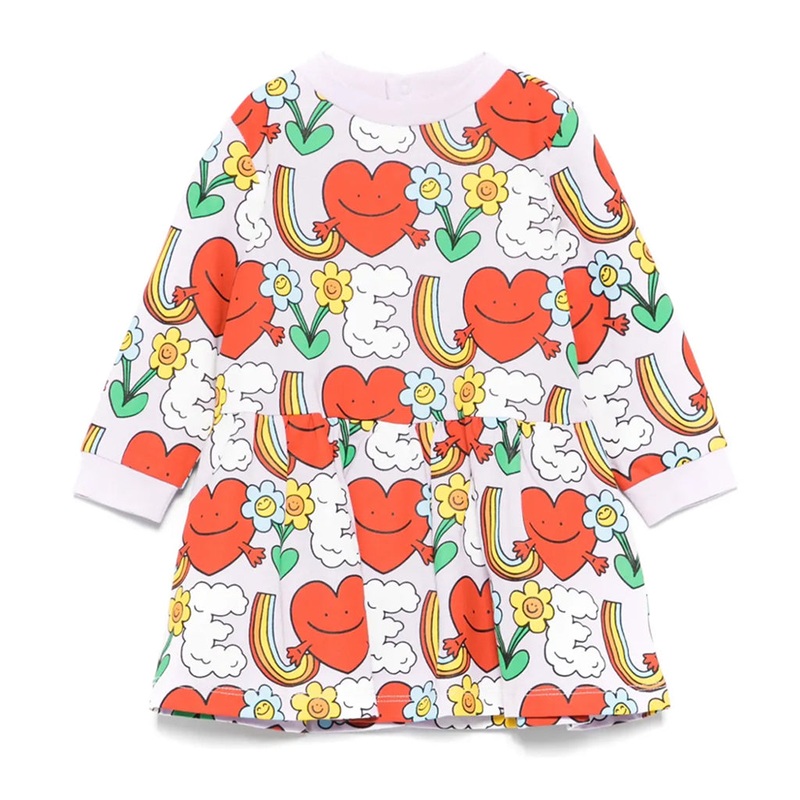 Stella McCartney Kids Rainbow Love All-Over Print Dress