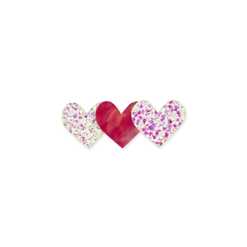 Milk x Soda Glitter 3 Hearts Hair Clip