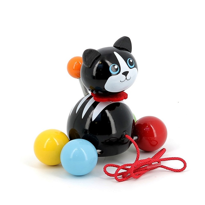Vilac Minou Cat Pull Toy|Multi-Colored|One-size