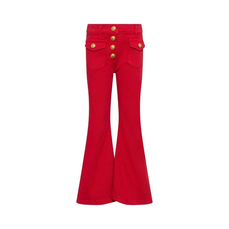 Balmain Kids Flare Trousers|Red|3 Years|4 Years|5 Years|6 Years|7 Years|8 Years|9 Years|10 Years|11 Years|12 Years|13 Years|14 Years