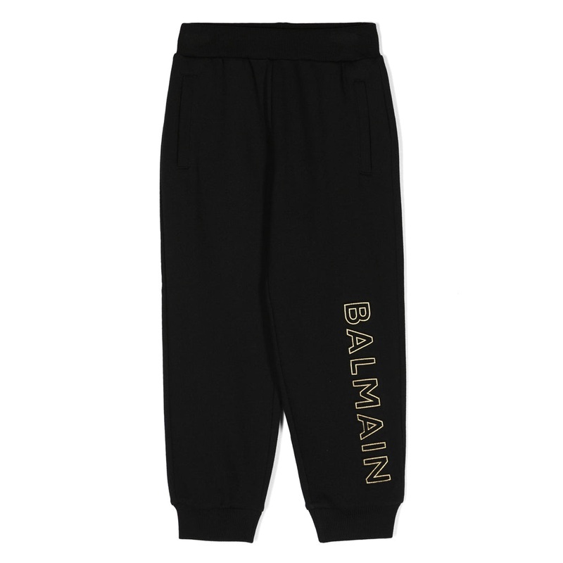 Balmain Kids Logo Embroidered Cotton Track Pants