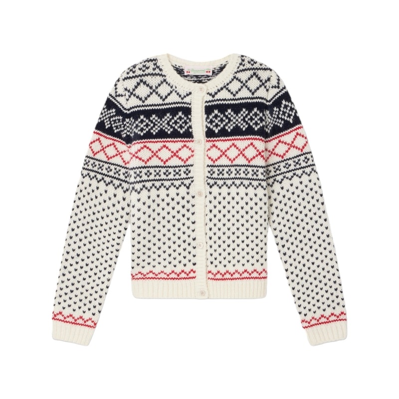 Bonpoint Intarsia Knit Wool Cardigan
