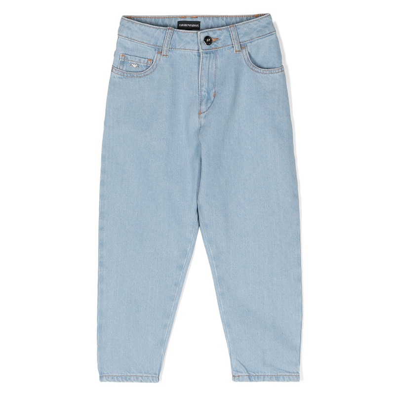 Emporio Armani Junior Logo Plaque Tapered Leg Jeans